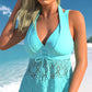 🏖️ Heet Aanbod: 50% Korting 💕 Dames Tweedelig Badpak: Top met V-hals en kanten afwerking + Boyshorts
