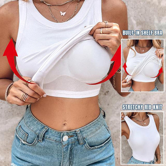 🔥Hot Sale 50% UIT🔥Geribbelde tanktop voor dames met plankbeha