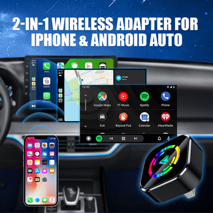 📢📢Flash Sale: eindigt over 3 uur!⏰⏰2-in-1 Draadloze Adapter voor iPhone & Android Auto