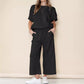 🌸Zomer Hot Sale🌸Casual Losse Effen Kleur Top met Korte Mouwen en Wijde Broek Tweedelige Set