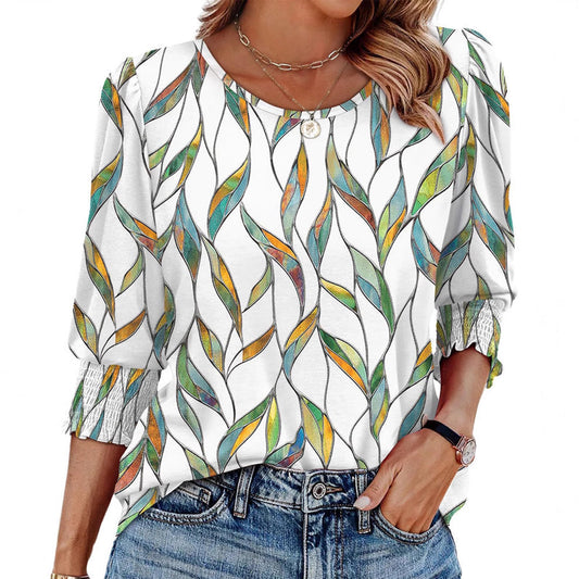Casual Vrouwen Blouses Met Driekwart Mouwen