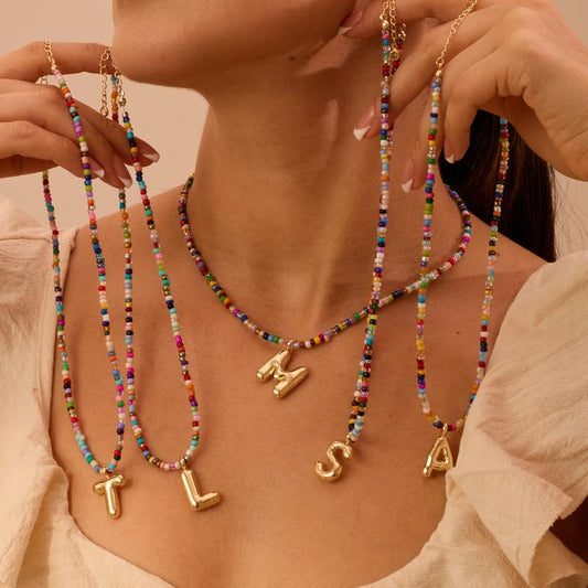 Modieuze 26-Alfabet Hanger & Kleurrijke Kralen Ketting