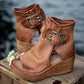 Peep-toe sleehak enkellaarsjes met gesp