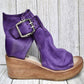 Peep-toe sleehak enkellaarsjes met gesp