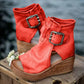 Peep-toe sleehak enkellaarsjes met gesp