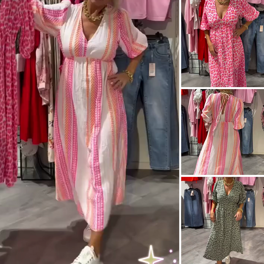 🔥 V-hals jurk met print voor vrouwen