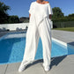 Set van een effen off-shoulder top en broek