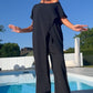 Set van een effen off-shoulder top en broek