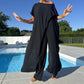 Set van een effen off-shoulder top en broek