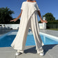 Set van een effen off-shoulder top en broek