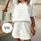 Casual wafel 2-delige damesset