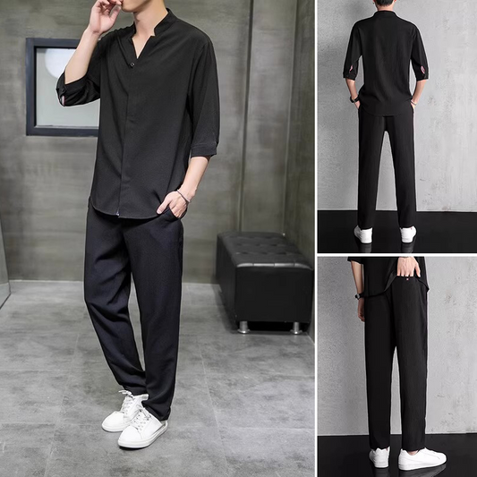 Ademende Tweedelige Set voor Heren in Casual Stijl
