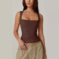 🎀Dames tanktop met vierkante hals, mouwloos en dubbellaags