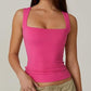 🎀Dames tanktop met vierkante hals, mouwloos en dubbellaags