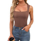 🎀Dames tanktop met vierkante hals, mouwloos en dubbellaags