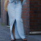 ⏰Tijdelijke korting - 50% Korting🔥Dames diagonale schoudertop met gesplitste denim lange rok