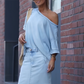 ⏰Tijdelijke korting - 50% Korting🔥Dames diagonale schoudertop met gesplitste denim lange rok
