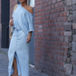 ⏰Tijdelijke korting - 50% Korting🔥Dames diagonale schoudertop met gesplitste denim lange rok