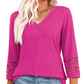 Dames Casual Top met V-hals en Effen Kleur