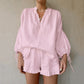 Elegante Loose-Fit Pofmouw 2-delige damesset met ademend vermogen