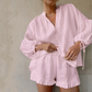 Elegante Loose-Fit Pofmouw 2-delige damesset met ademend vermogen