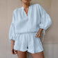 Elegante Loose-Fit Pofmouw 2-delige damesset met ademend vermogen