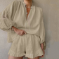 Elegante Loose-Fit Pofmouw 2-delige damesset met ademend vermogen