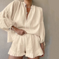 Elegante Loose-Fit Pofmouw 2-delige damesset met ademend vermogen