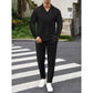 🔥Uitverkoop 50% korting🔥Elegant Men's Two-Piece Set with Collared Top & Drawstring Pants