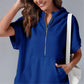 2025 Oversized casual pullover-tops met korte rits en korte mouwen en zakken