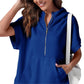 2025 Oversized casual pullover-tops met korte rits en korte mouwen en zakken