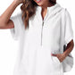 2025 Oversized casual pullover-tops met korte rits en korte mouwen en zakken