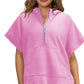 2025 Oversized casual pullover-tops met korte rits en korte mouwen en zakken