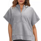 2025 Oversized casual pullover-tops met korte rits en korte mouwen en zakken
