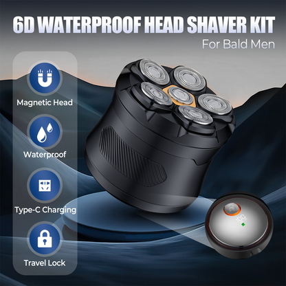 6D waterdichte scheerset voor het hoofd, voor mannen met een kaal hoofd