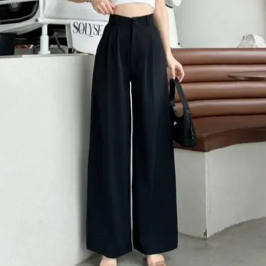 Veelzijdige broek met hoge taille en wijde pijpen