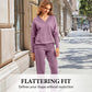 Dames V-Hals Trui en Hoge Taille Broek 2-Delige Set