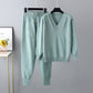 Dames V-Hals Trui en Hoge Taille Broek 2-Delige Set