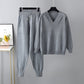Dames V-Hals Trui en Hoge Taille Broek 2-Delige Set