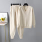 Dames V-Hals Trui en Hoge Taille Broek 2-Delige Set