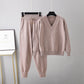 Dames V-Hals Trui en Hoge Taille Broek 2-Delige Set