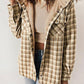 Trendy geruite winterjas met capuchon voor dames