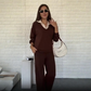 Tijdelijk 49% korting✨ Dames 2-Delige Set – Lange Mouw Revers Top & Broek | 🎁