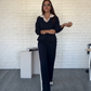 Tijdelijk 49% korting✨ Dames 2-Delige Set – Lange Mouw Revers Top & Broek | 🎁