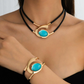 ✨ Vintage Boho Sieraad Set – Ketting & Armband Met Geometrisch Ontwerp & Zacht Leer (Veelkleurig)!