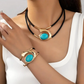 ✨ Vintage Boho Sieraad Set – Ketting & Armband Met Geometrisch Ontwerp & Zacht Leer (Veelkleurig)!