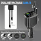 🚗🔌🎵 2-in-1 Auto Oplader & Bluetooth-speler – Snelladen, Dubbele Intrekbare Kabels & Starlight Ambiance (Universeel Compatibel)!