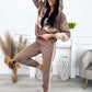 Casual kleurblok trainingspak voor dames: jas met capuchon en ritssluiting en joggingbroek