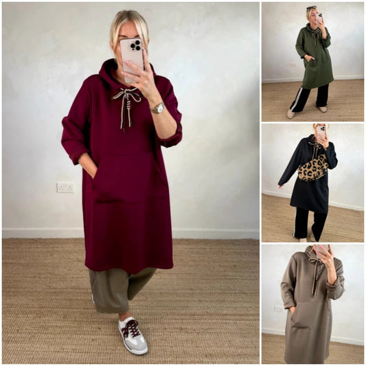 💃Oversized Hoodiejurk met Zakken – Perfect voor Thuis, Werk of Weekend!✨