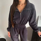 Gezellige warme jumpsuit met ritssluiting aan de voorkant